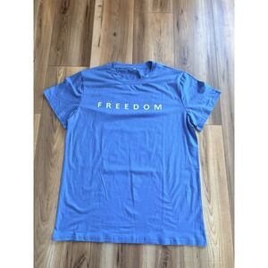 Freedom T-shirt Teal Blue Men's Large Faith Over Fear Flag